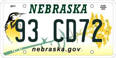 NE license plate 93CD72