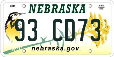 NE license plate 93CD73