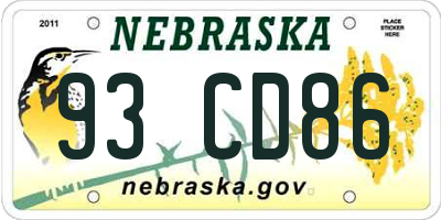 NE license plate 93CD86