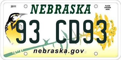 NE license plate 93CD93