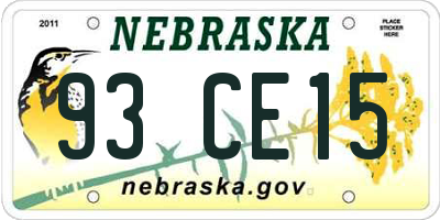 NE license plate 93CE15