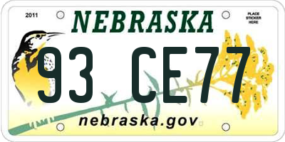 NE license plate 93CE77