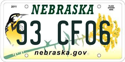 NE license plate 93CF06