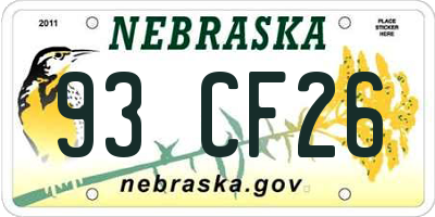 NE license plate 93CF26