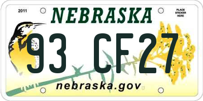 NE license plate 93CF27