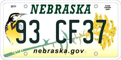 NE license plate 93CF37