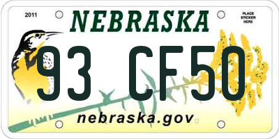 NE license plate 93CF50