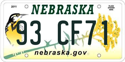 NE license plate 93CF71
