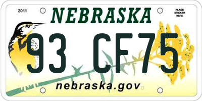NE license plate 93CF75