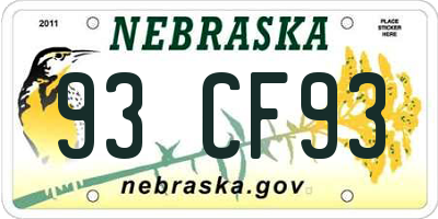 NE license plate 93CF93