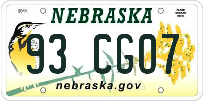 NE license plate 93CG07