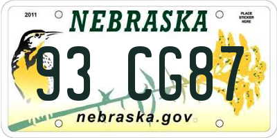 NE license plate 93CG87