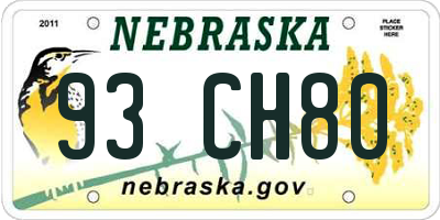NE license plate 93CH80