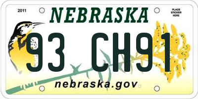 NE license plate 93CH91