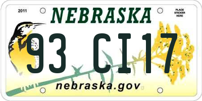 NE license plate 93CI17
