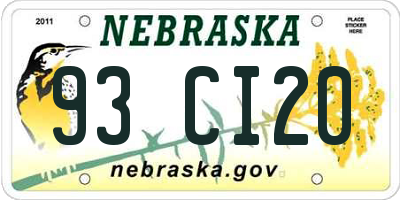 NE license plate 93CI20