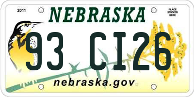 NE license plate 93CI26