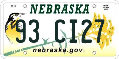 NE license plate 93CI27