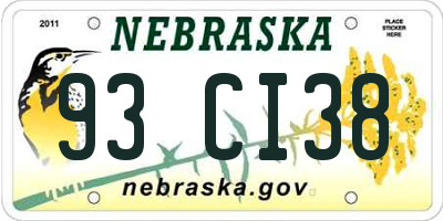 NE license plate 93CI38