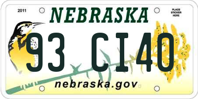 NE license plate 93CI40
