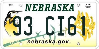 NE license plate 93CI61