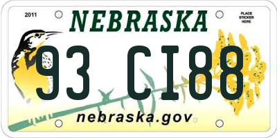 NE license plate 93CI88