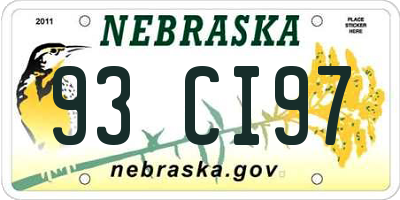 NE license plate 93CI97