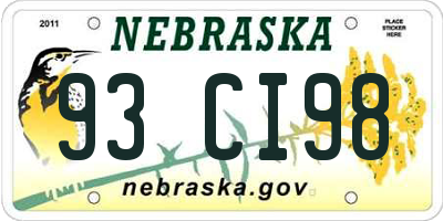 NE license plate 93CI98