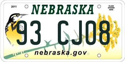 NE license plate 93CJ08