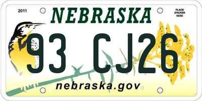 NE license plate 93CJ26
