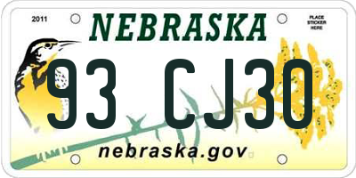 NE license plate 93CJ30