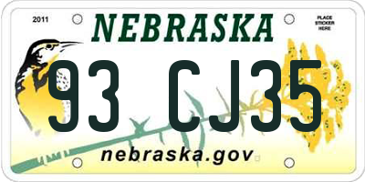 NE license plate 93CJ35