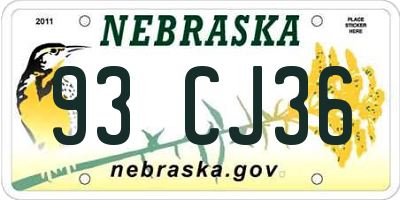 NE license plate 93CJ36