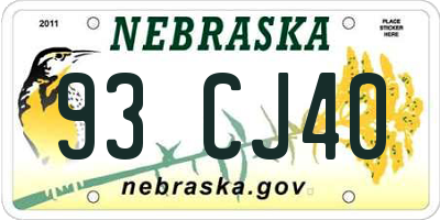 NE license plate 93CJ40