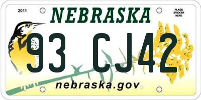 NE license plate 93CJ42