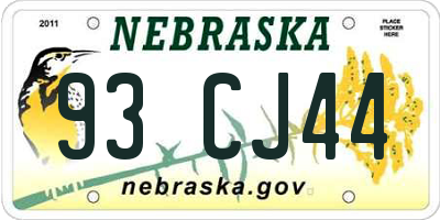 NE license plate 93CJ44