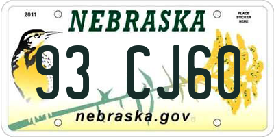 NE license plate 93CJ60