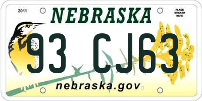 NE license plate 93CJ63