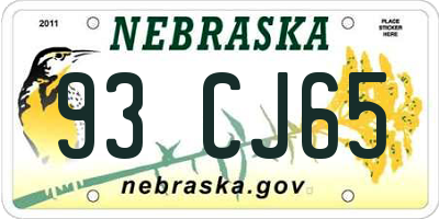 NE license plate 93CJ65