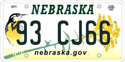 NE license plate 93CJ66