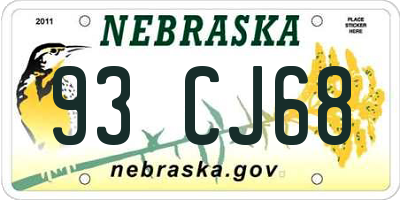 NE license plate 93CJ68