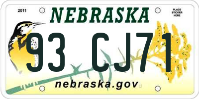 NE license plate 93CJ71