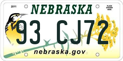 NE license plate 93CJ72