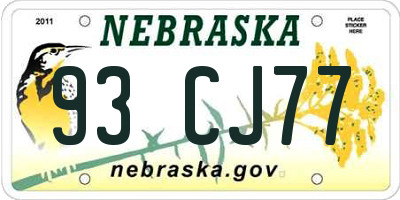 NE license plate 93CJ77