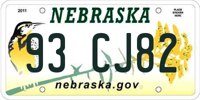 NE license plate 93CJ82