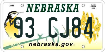 NE license plate 93CJ84
