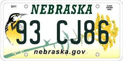 NE license plate 93CJ86