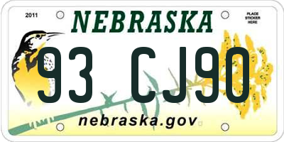 NE license plate 93CJ90