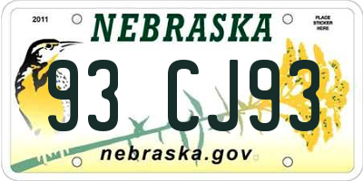 NE license plate 93CJ93