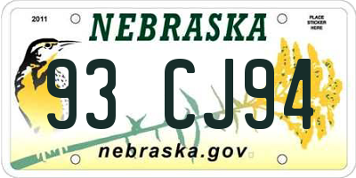 NE license plate 93CJ94
